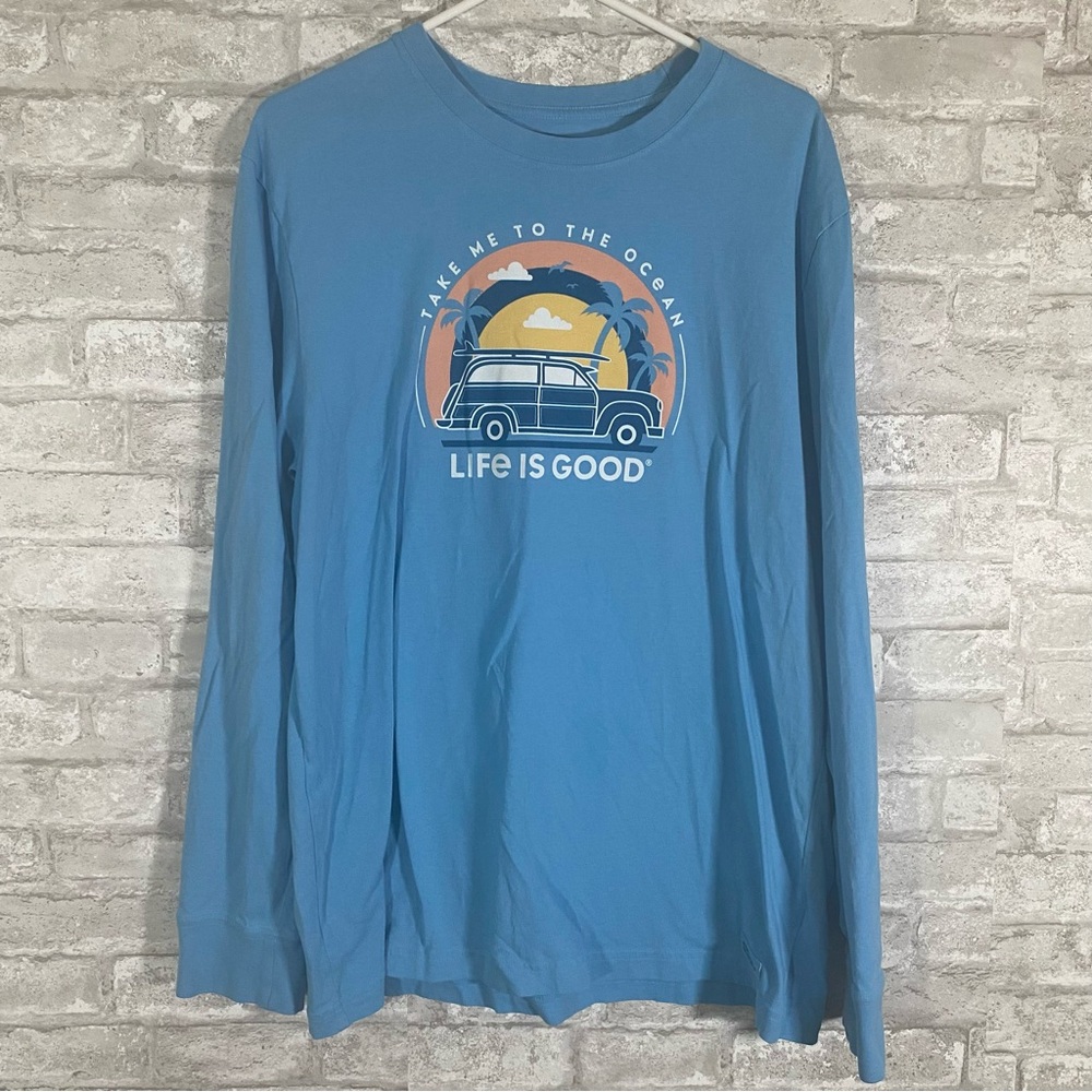 Life Is Good Ocean Blue Graphic Tee men’s size large gorpcore surfer‎ nautical